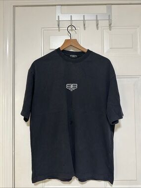 Balenciaga Black Short-Sleeve Logo Tee